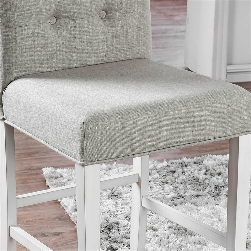 Furniture of America Ronan Antique White Fabric 25-Inch Counter Stool (Set of 2)
