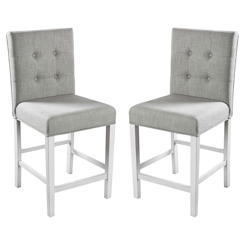 Furniture of America Ronan Antique White Fabric 25-Inch Counter Stool (Set of 2)