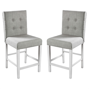 Furniture of America Ronan Antique White Fabric 25-Inch Counter Stool (Set of 2)
