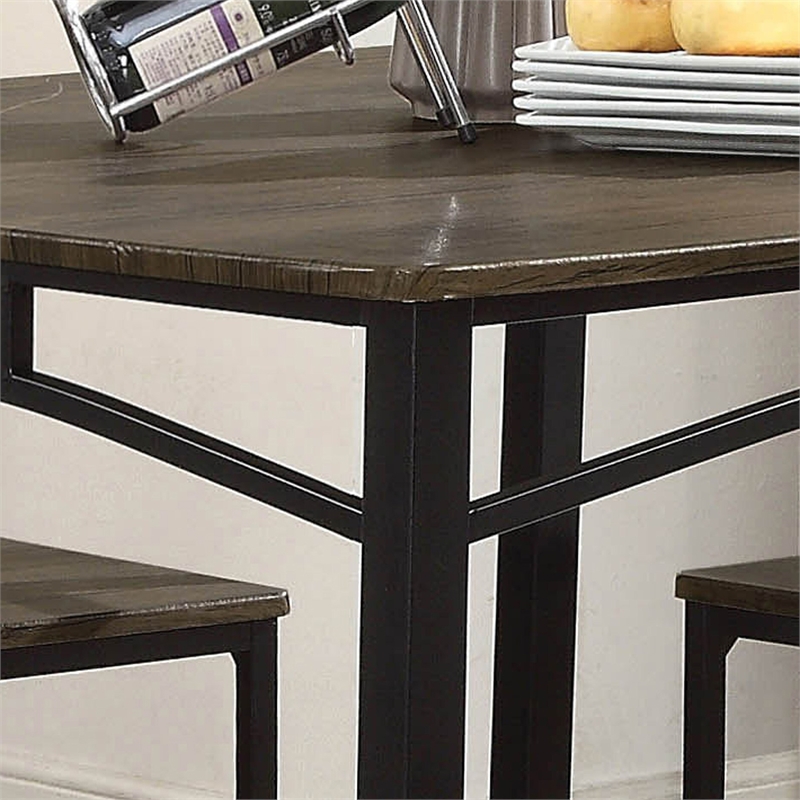 Furniture of America Erma 5-Piece Wood Counter Dining Set in Antique Brown