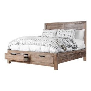 Furniture of America Russ Rustic Wood Queen Panel Bed in Light Oak