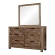 Furniture of America Russ Solid Wood 2-Piece Dresser and Mirror Set in Light Oak
