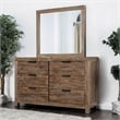 Furniture of America Russ Solid Wood 2-Piece Dresser and Mirror Set in Light Oak