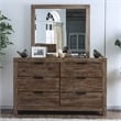 Furniture of America Russ Solid Wood 2-Piece Dresser and Mirror Set in Light Oak