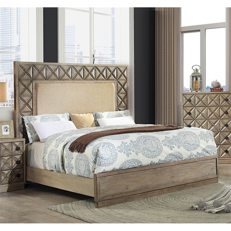 Furniture of America Perry Wood California King Panel Bed in Weathered ...