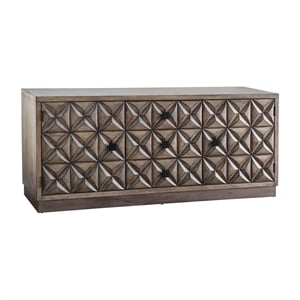 Furniture of America Perry Solid Wood 64-Inch TV Stand in Weathered Light Oak