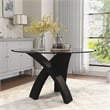 Furniture of America Andy Solid Wood Glass Round Dining Table in Black