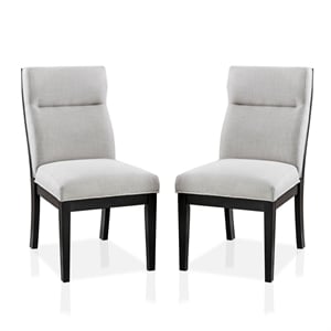 furniture of america andy fabric padded dining side chair in beige (set of 2)