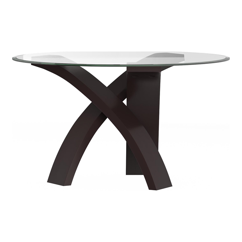 Furniture of America Andy Modern Glass 5-Piece Round Top Dining Set in Black