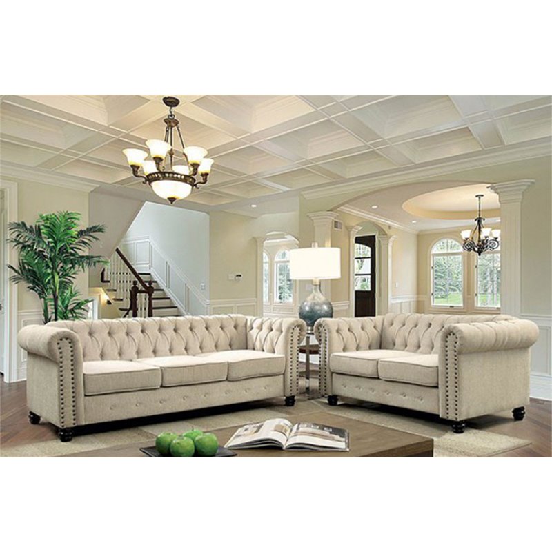 Furniture of America Gabby Traditional 2Piece Chenille Sofa Set in
