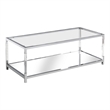 Furniture of America Jask Contemporary Glass 1-Shelf Coffee Table in Chrome
