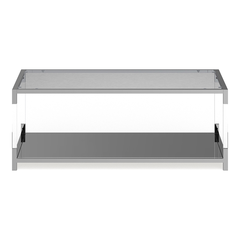Furniture of America Jask Contemporary Glass 1-Shelf Coffee Table in Chrome