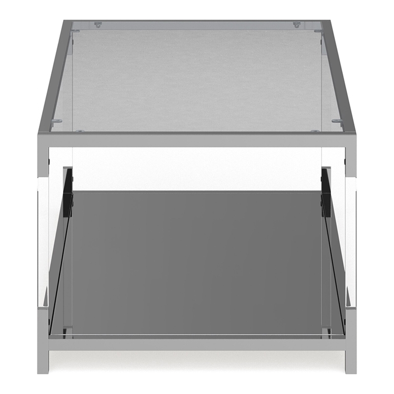 Furniture of America Jask Contemporary Glass 1-Shelf Coffee Table in Chrome