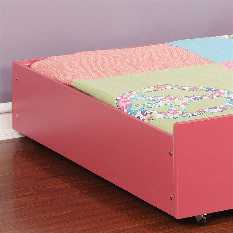 Furniture of America Barnes Transitional Wood Twin Storage Trundle in Pink