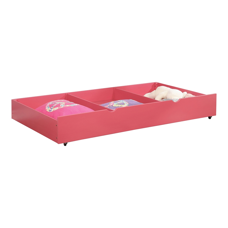 Furniture of America Barnes Transitional Wood Twin Storage Trundle in Pink