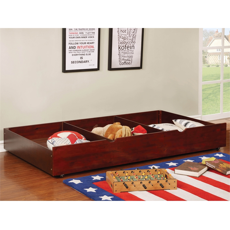 Furniture of America Barnes Transitional Wood Twin Storage Trundle in Cherry