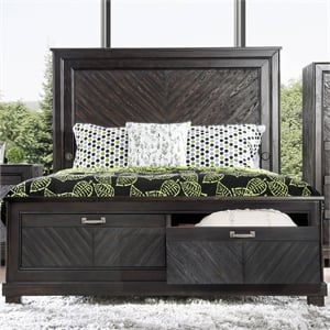 furniture of america reauso solid wood storage queen bed in espresso