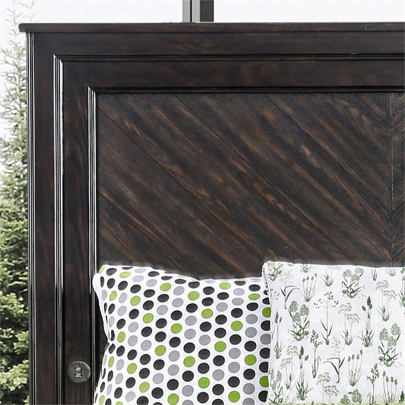 Furniture of America Reauso Solid Wood Storage Cal King Bed in Espresso