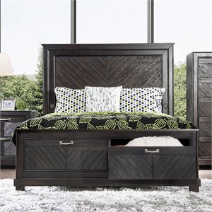 furniture of america reauso solid wood storage cal king bed in espresso