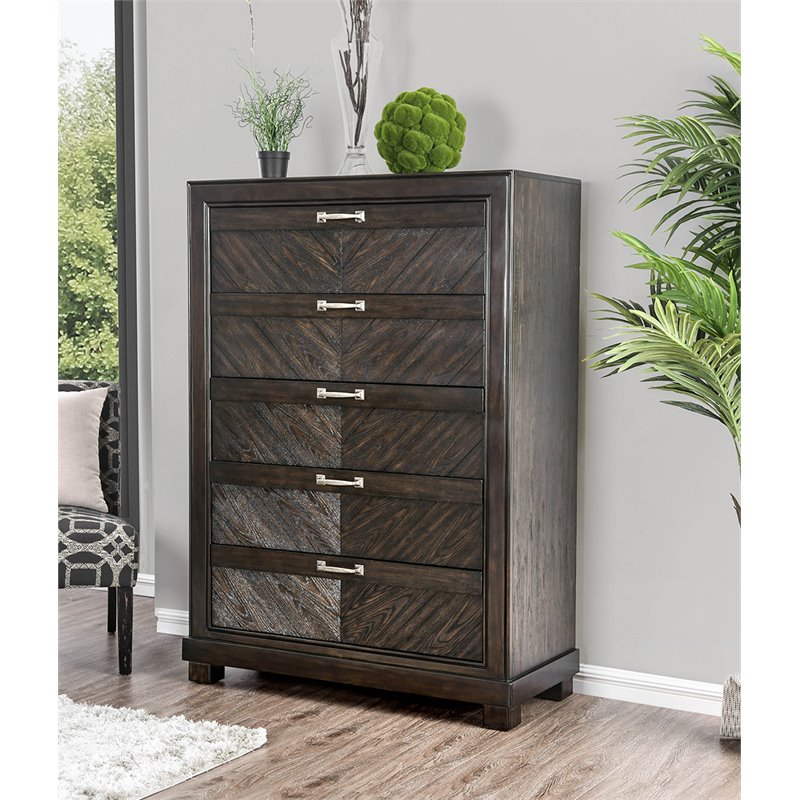 Furniture Of America Reauso Transitional 5 Drawer Chest In