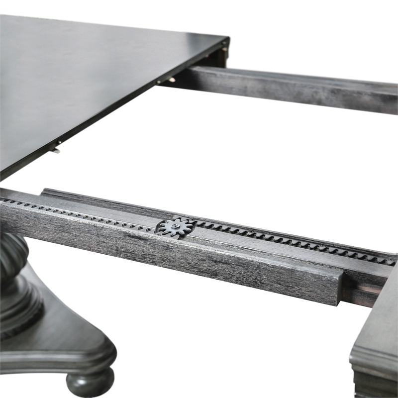 Furniture of America Alstroemeria Wood Extendable Dining Table in Gray