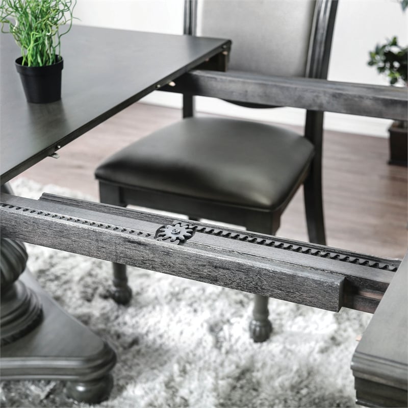 Furniture of America Alstroemeria Wood Extendable Dining Table in Gray