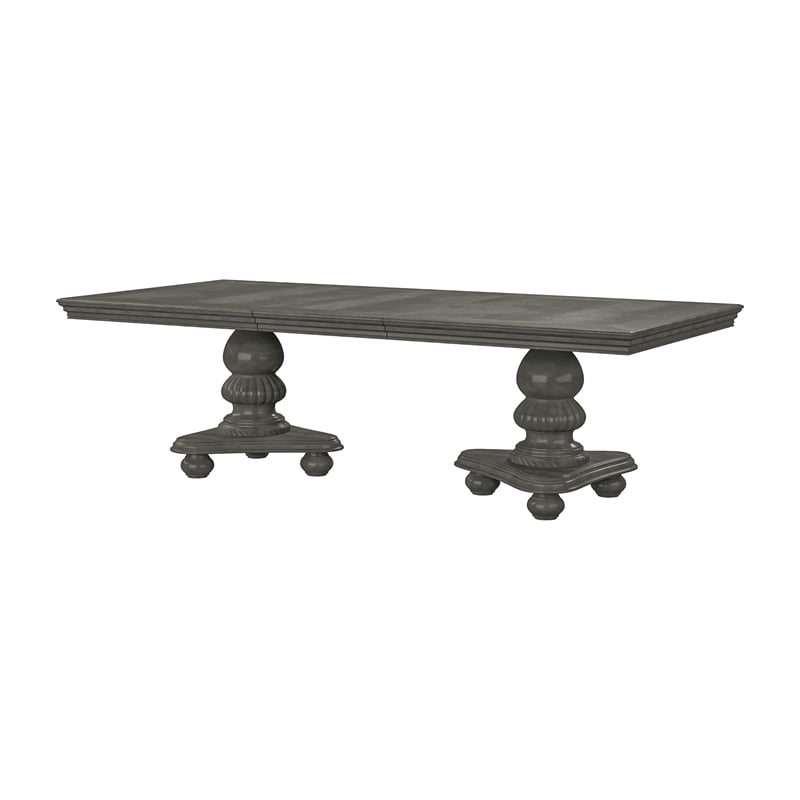 Furniture of America Alstroemeria Wood Extendable Dining Table in Gray