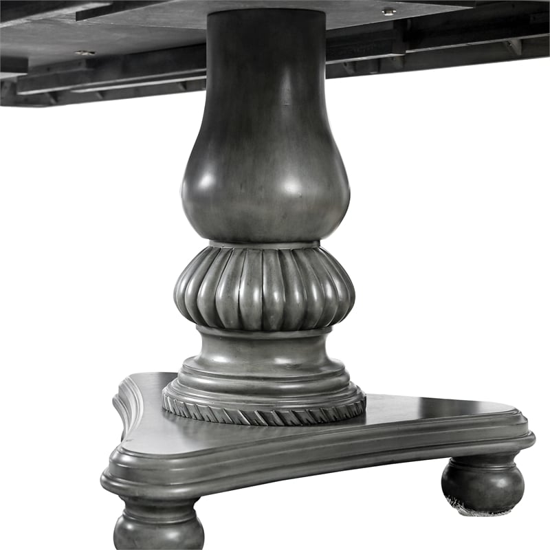 Furniture of America Alstroemeria Wood Extendable Dining Table in Gray