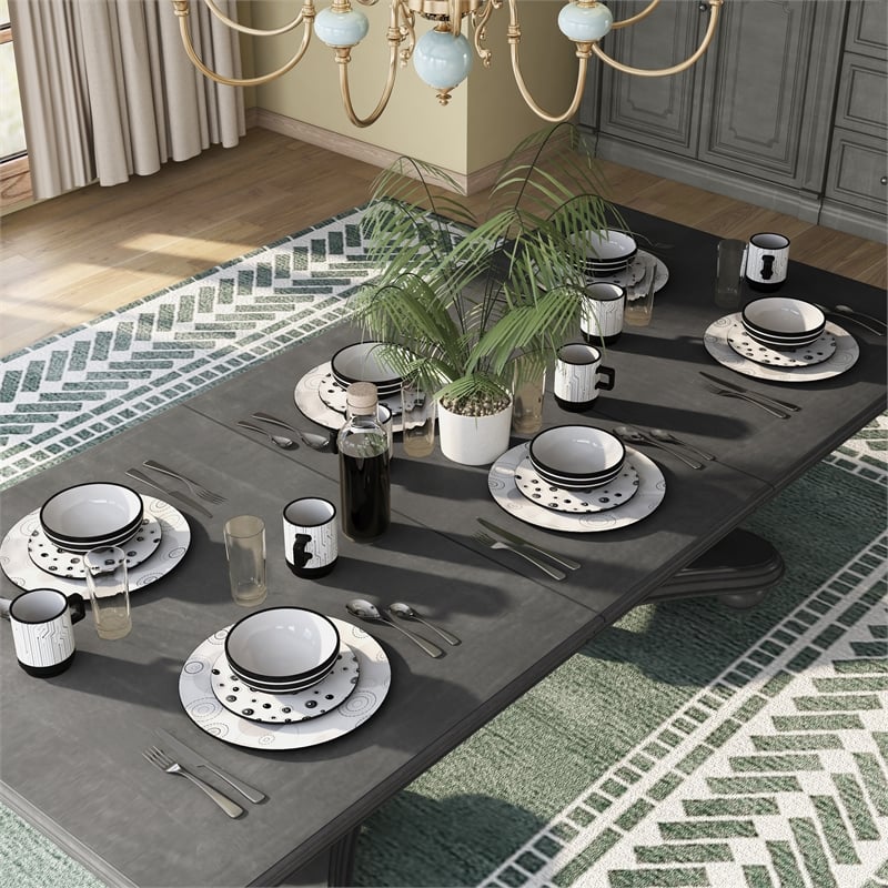 Furniture of America Alstroemeria Wood Extendable Dining Table in Gray