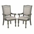 Furniture of America Alstroemeria Gray Faux Leather Dining Arm Chair (Set of 2)