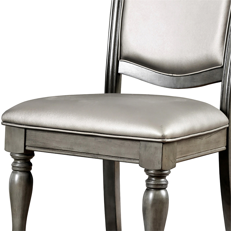 Furniture of America Alstroemeria Gray Faux Leather Dining Chair (Set of 2)