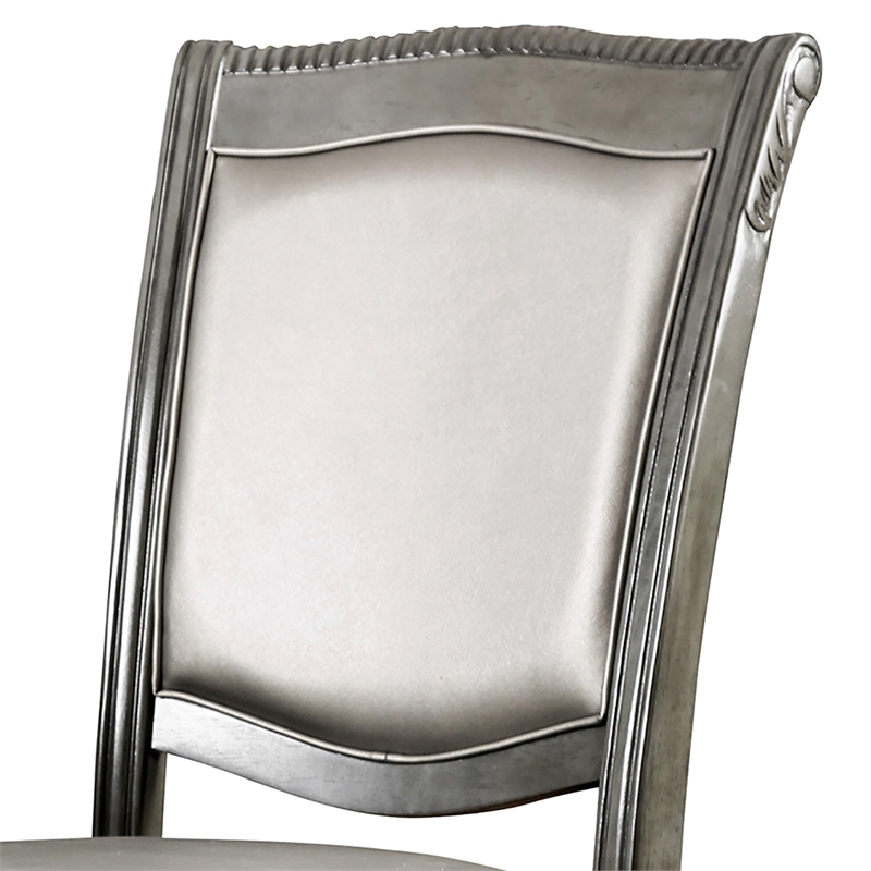 Furniture of America Alstroemeria Gray Faux Leather Dining Chair (Set of 2)