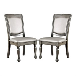 Furniture of America Alstroemeria Gray Faux Leather Dining Chair (Set of 2)