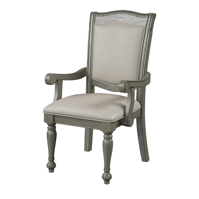 Furniture of America Alstroemeria Wood 7-Piece Dining Table Set in Gray