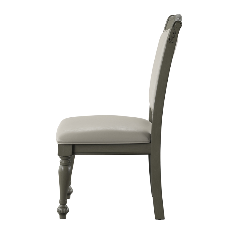 Furniture of America Alstroemeria Wood 7-Piece Dining Table Set in Gray