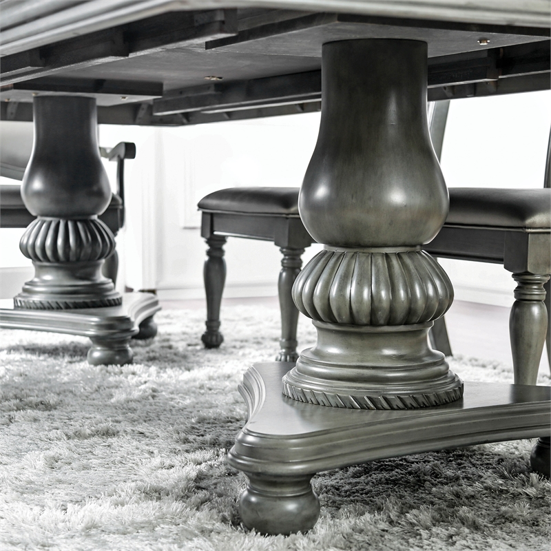 Furniture of America Alstroemeria Wood 7-Piece Dining Table Set in Gray