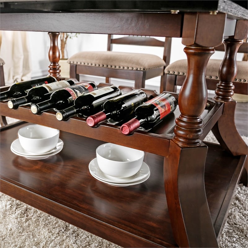Furniture of America Lenon Wood Extendable Dining Table in Brown Cherry