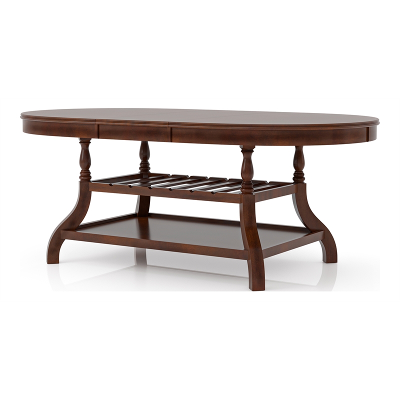 Furniture of America Lenon Wood Extendable Dining Table in Brown Cherry