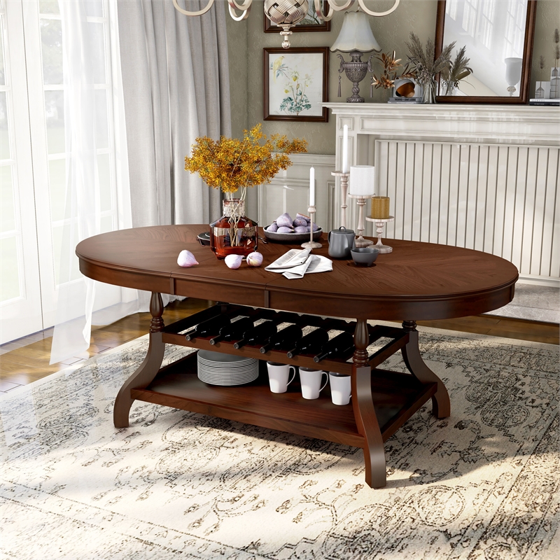 Furniture of America Lenon Wood Extendable Dining Table in Brown Cherry