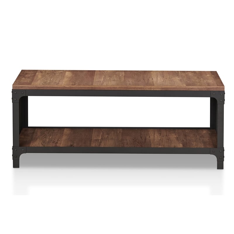 Furniture of America Herk Industrial Wood Multi Purpose Bench in Reclaimed Oak