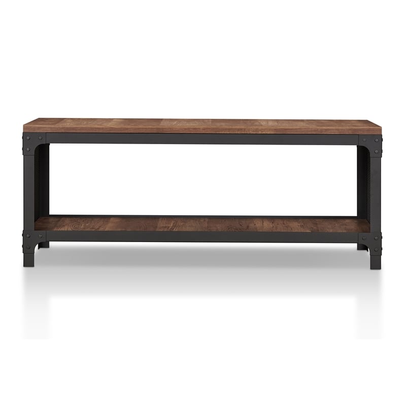 Furniture of America Herk Industrial Wood Multi Purpose Bench in Reclaimed Oak
