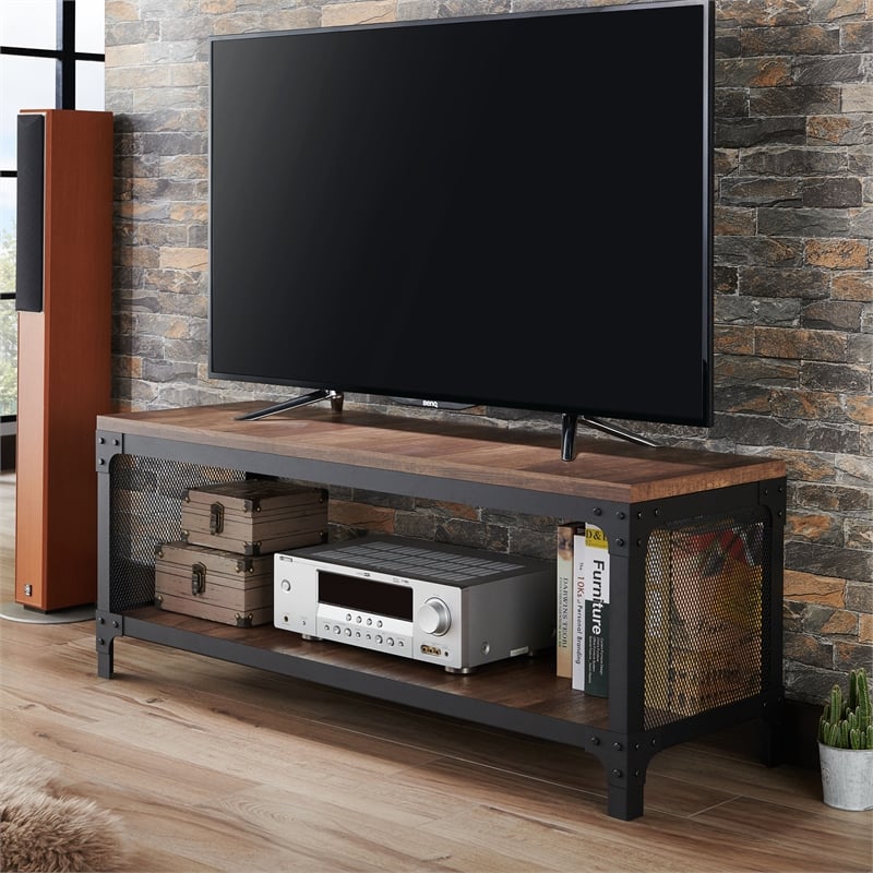 Furniture of America Herk Industrial Wood Multi Purpose Bench in Reclaimed Oak