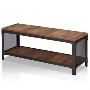 Furniture of America Herk Industrial Wood Multi Purpose Bench in Reclaimed Oak