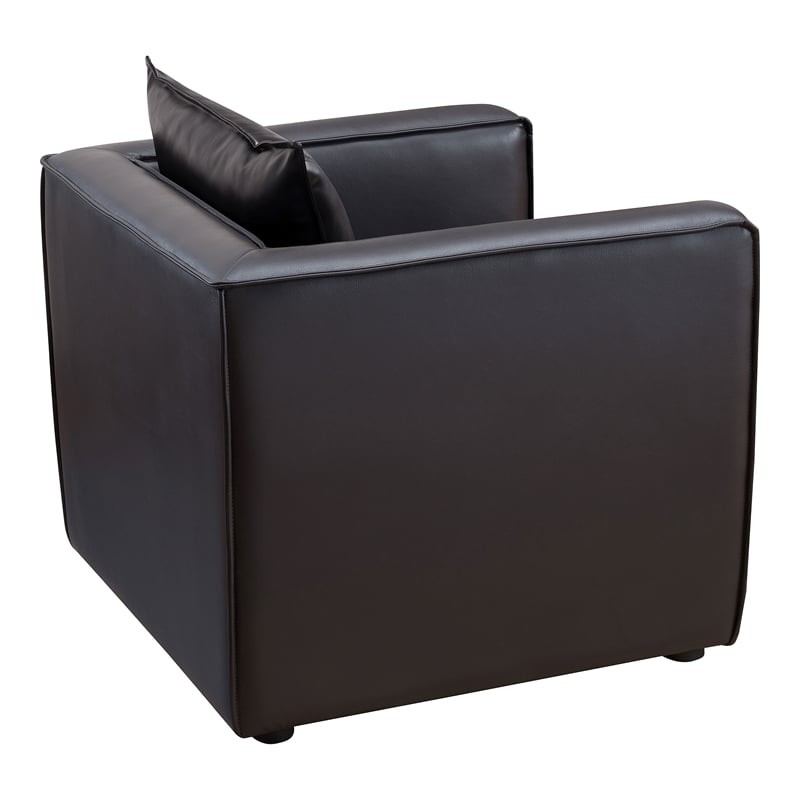 Furniture of America Charlie Modern Vinyl Upholstered Accent Chair in Dark Gray