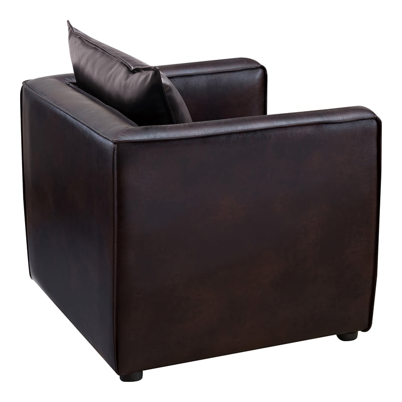 Furniture of America Charlie Modern Vinyl Upholstered Accent Chair in Brown