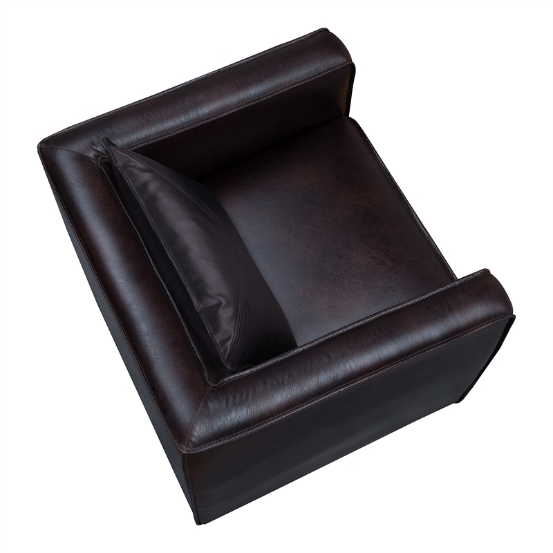 Furniture of America Charlie Modern Vinyl Upholstered Accent Chair in Brown