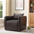 Furniture of America Charlie Modern Vinyl Upholstered Accent Chair in Brown