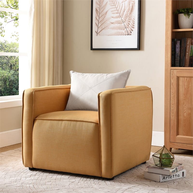 Furniture of America Charlie Modern Fabric Upholstered Accent Chair in Yellow
