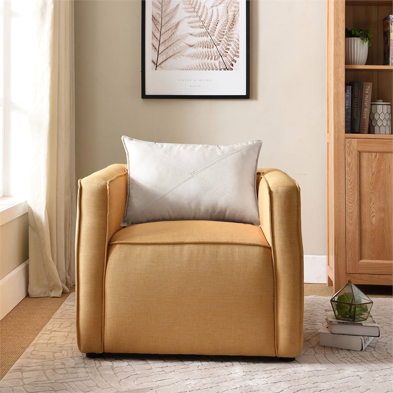 Furniture of America Charlie Modern Fabric Upholstered Accent Chair in Yellow