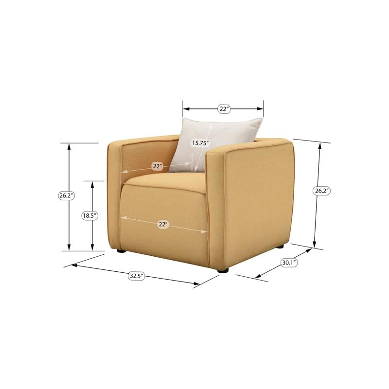 Furniture of America Charlie Modern Fabric Upholstered Accent Chair in Yellow